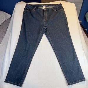 Liz Claiborne Jeans Woman's Size 20W Modern Straight Cut Black Med Wash